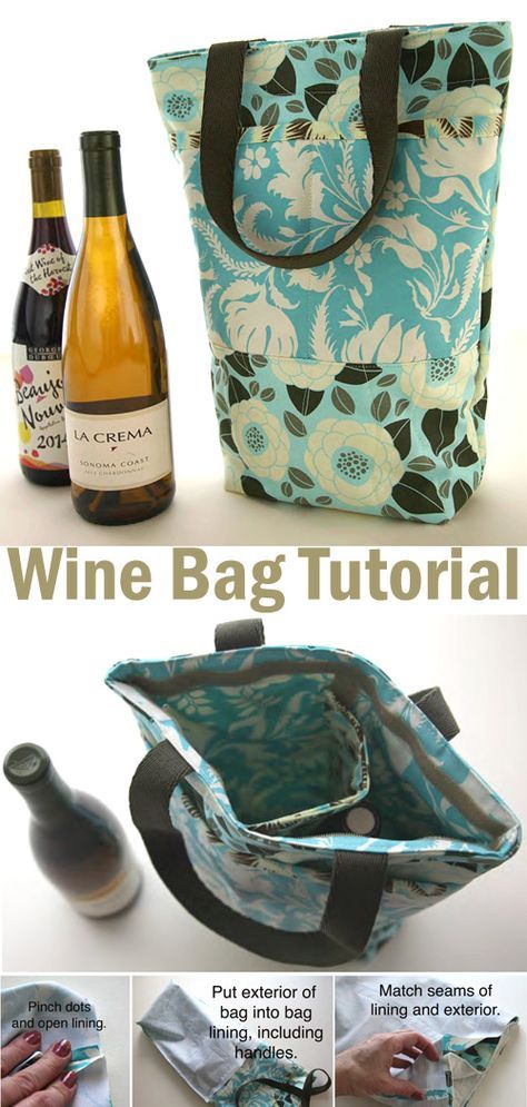 Wine Bottle Carry Bag Pattern, Bag With Bottle Pocket, Quilted Wine Bottle Bags Pattern, Wine Sewing Projects, Wine Totes To Sew, Insulated Wine Bag, Pattern For Wine Bottle Bag, Wine Gift Bags Diy, Diy Wine Bottle Bag Sewing Patterns