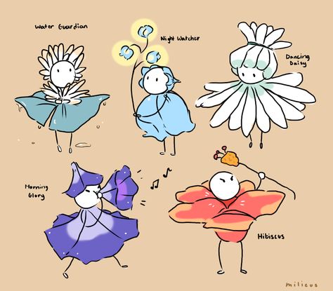 Flower People Illustration, Flowers Character Design, Dandelion Character Design, Flower Oc Art, Flower Character Illustration, Flower People Drawing, Flower Person Drawing, Flower People Art, Plant Character Design