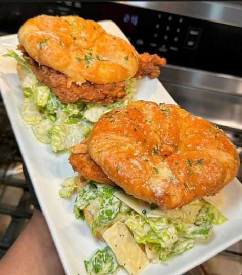 Soul Food, Southern & Creole Recipes and Cooking | Chicken Caesar Salad on a croissant 🥐 🥗😍 | Facebook Soft Era, Hungry Eyes, Cooking Stuff, Soul Food Dinner, Keto Vegan, Chicken Caesar, Chicken Caesar Salad, Food Babe, Food Business