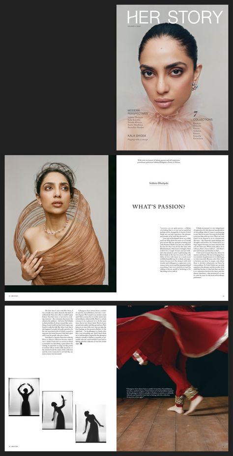 Her Story magazine layout Jewellery Brochure, Fashion Typography Design, Editorial Layout Design, Coffee Table Book Layout, Typography Book Layout, Fashion Lookbook Design, Editorial Design Magazine, Story Jewelry, Book Editorial Design