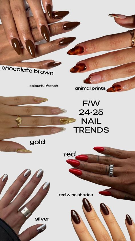 Fall-Winter 2024/2025 Nail Trends 💅 #outfitinspo #vibes #beauty #trends #trends2024 #trends2025 #fall #winter #nails #nailinspo #nailsaesthetic #nailtrends #girlhood #girlie #girlblogger #trending Nail Inspo 2024 Winter, Nail Trends November 2024, Nail 2025 Trends, Winter 2025 Nails, Trendy Nails 2024 Winter, Autumn Winter Nails 2024, Nails 2025 Trends, Nail Trends Fall 2024, Nail Trends 2024 Winter