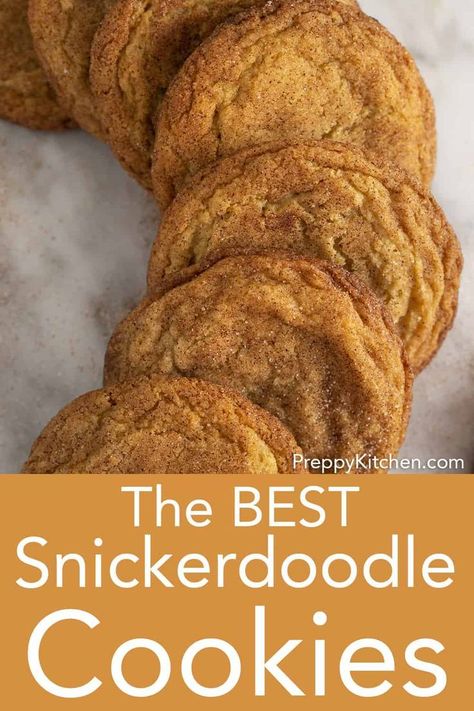 Classic soft and chewy cinnamon-infused snickerdoodle cookies from Preppy Kitchen. They're quick and easy to make and beyond delicious! #bestcookies #snickerdoodles #snickerdoodlecookies Madeleine, Pie, Snickerdoodle Cookies Recipe, Best Snickerdoodle Cookies, Snickerdoodle Cookies Easy, Desserts Cookies, Snickerdoodle Recipe, Preppy Kitchen, Frozen Cookie Dough