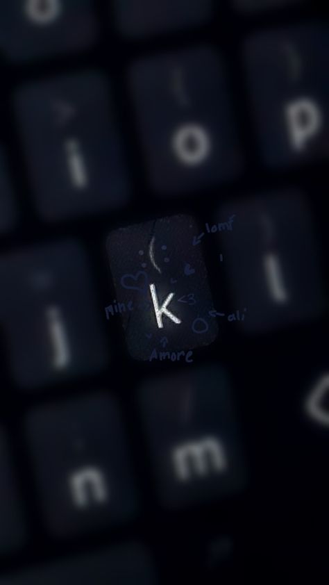 #k #loml #aesthetic #dark #keyboard #cybercore #cyber #mine #letter #lovecore #heart #blue #night #wallpaper Letter K Keyboard Aesthetic, Letter K In Keyboard, Letter J Keyboard Aesthetic, K In Keyboard, K Keyboard Letter, K Crush, K Wallpaper Letter Iphone, Letter S Wallpaper Aesthetic, Keyboard Letter Aesthetic