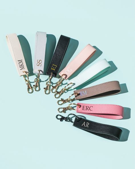 Personalised Wristlet Keyring, Monogrammed Strap Key Ring, Initials Gift, Personalised Gift, Loop Car Keychain, Faux Saffiano Leather - Etsy Cute Keychains For Car Keys Ideas, Leather Monogram Keychain, Keychain For Keys, Car Keys Keychain Ideas, Cute Keychains For Car Keys, Classy Keychain, Sweet 16 Keychain, Preppy Keychain, Car Keychain Ideas