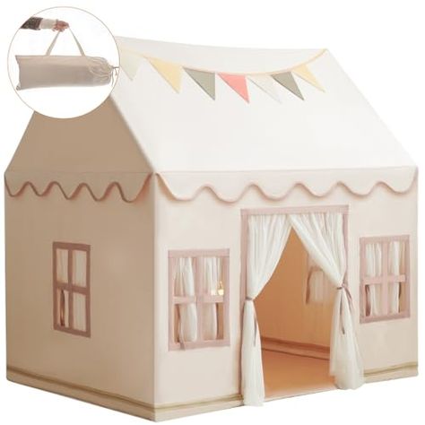 Limited-time deal: Large Kids Tent Playhouse Basic Mat with Star Lights, Flags and Tote Bags, Kids Play Tent Indoor & Outdoor, Washable Teepee Tent for Boys & Girls, Kids Play House for Toddler, Neutral Color Kids Play House, Tent Playhouse, Girls Tent, Kids Tent, Kids Teepee Tent, Star Lights, Kids Play Tent, Kids Tents, Teepee Tent