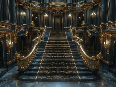 Fantasy Castle Inside, Imperial Staircase, Dragon Palace, Inside Castles, Castle Decor, American Flag Wallpaper, Building Aesthetic, Palace Interior, Fantasy Rooms