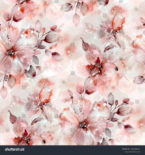 Beautiful Watercolor Flower Seamless Pattern Stock Illustration 2491848357 | Shutterstock Floral Allover Pattern, Flower Allover Pattern, Allover Design Pattern, Flower Allover, Flower Seamless Pattern, Deco Wallpaper, Allover Design, Abstract Flower Art, Art Deco Wallpaper