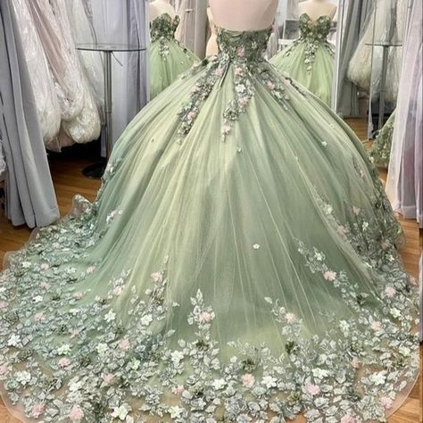 Dresses4you (@fashiondress479) • Instagram photos and videos Sage Green Quinceanera Dresses, Red Quince Dress, Dresses For 15, Green Quince Dress, Light Blue Quinceanera Dresses, Green Quinceanera Theme, Blue Quinceanera, Green Quinceanera Dresses, Quinceanera Themes Dresses