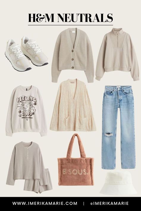 Neutral Clean Outfits, H&m Cardigan Outfit, Outfit With Beige Cardigan, H&m 2023, H&m Cardigan, H M Clothes, H&m Basics, H&m Dress, Neutral Cardigan Outfit