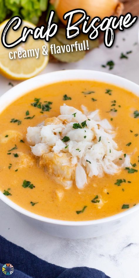 Crab Bisque Recipe, Crab Soup Recipes, Bisque Soup Recipes, Canned Crab Meat, Jumbo Lump Crab, Lump Crab Meat, Bisque Soup, Crab Bisque, Seafood Bisque