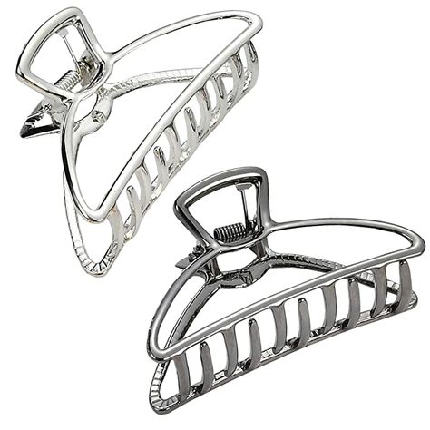 Amazon.com : HH&LL Hair Clips, 2pcs Large Metal Hair Claw Barrette Clamp Jaw for Women (Black+Silver) : Beauty & Personal Care Silver Hair Claw, Hair Dryer Set, Long Hair Clip, Year Wallpaper, Gift Wishlist, Silver Hair Clip, Hair Clamps, Butterfly Hair Clip, Metal Hair Clips