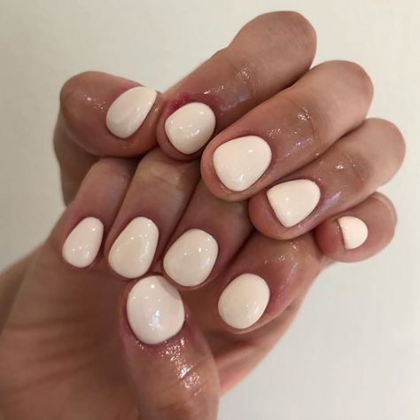 Vanilla Nails Short, Very Short Manicured Nails, Cream Nails Short, Cream Short Nails, Short Cream Nails, Short Manicured Nails Gel, Short Round Gel Nails, Extremely Short Nails, Very Short Gel Nails