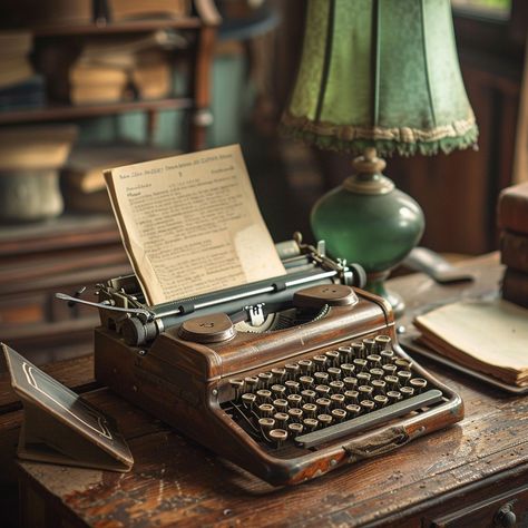 Vintage Typewriter Setup - Free High-Resolution Image and Stock Photo - StockCake Vintage Writing Aesthetic, Old Typewriter Decor, Vintage Typewriter Aesthetic, Vintage Product Photography, Old Vintage Aesthetic, Historian Aesthetic, Typewriter Aesthetic, Cryptid Academia, Writers Aesthetic