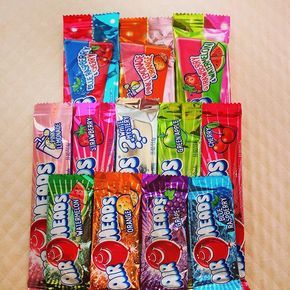 A Land of Vegan Candy | PETA Airheads Aesthetic, Air Heads Candy, Vegan Halloween Candy, Sour Food, Cotton Candy Fudge, Candy Aisle, Candy Stash, 90s Candy, Candy Salad