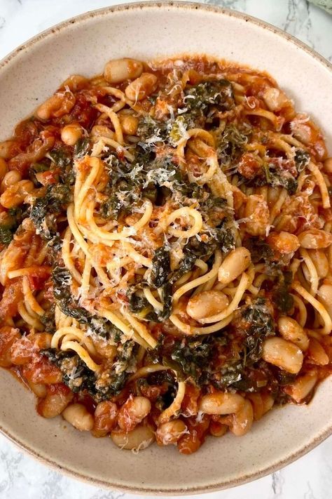 Like a Pasta Fagioli, this easy Tomato and Bean Pasta recipe is perfect for busy weeknights - as told to me on my podcast Desert Island Dishes by Stanley Tucci. What better recommendation is there than that?! Zucchini Pasta Recipe, Dinner List, Bean Pasta Recipes, Anyone Can Cook, Italian Diet, Creamy Pasta Recipes, Bean Pasta, Stanley Tucci, Pasta Fagioli