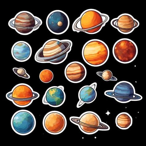 Space Printable Stickers, High Quality Stickers Printable, Planet Stickers Printable, Astronomy Stickers Printable, Astronaut Stickers Printable, Cute Space Stickers, Stiker Planet, Stars Stickers Printable, Planet Stickers Aesthetic