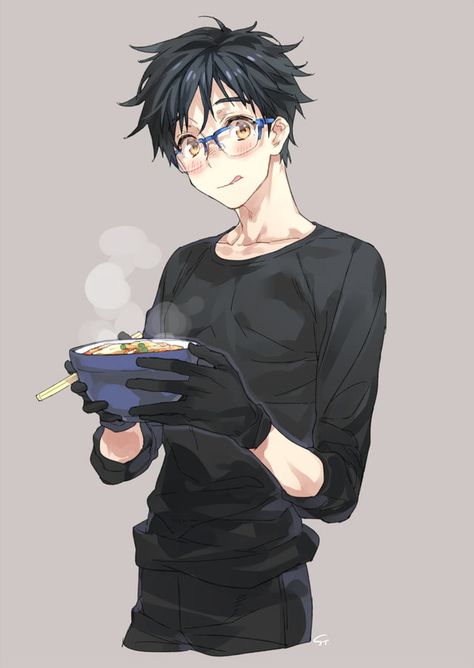 Bowl Reference, Anime Husbando, Katsuki Yuri, Yuuri Katsuki, Eating Ramen, Yuri Katsuki, Ice Art, Anime Smile, Pork Cutlets