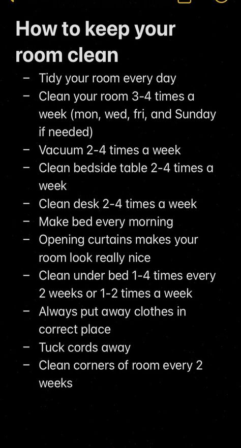 This is will help you keep yoir room clean! I also have a cleaning room schedule that ive already posted! #Ultimate #The #Guide #Creating #Cleaning #Tidy #a #a #Home #Schedule #CreativeIdeas #Trends #to #Inspiration #for Cleaning Room Schedule, How To Keep Your Room Clean, Keep Your Room Clean, Room Motivation, Deep Clean Checklist, Spring Cleaning Bedroom, Clean Room Motivation, Clean Room Checklist, Room Cleaning Tips