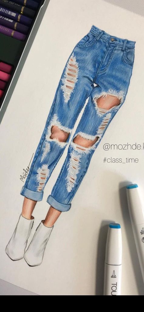 Pant Illustration Fashion Sketches, Jean Illustration Fashion, Jeans Illustration Drawing, Denim Fashion Illustration Sketches, Denim Sketch Illustration Fashion, Denim Outfit Illustration, Denim Jeans Illustration, How To Draw Denim, Drawing Clothes Outfits Sketch Pencil