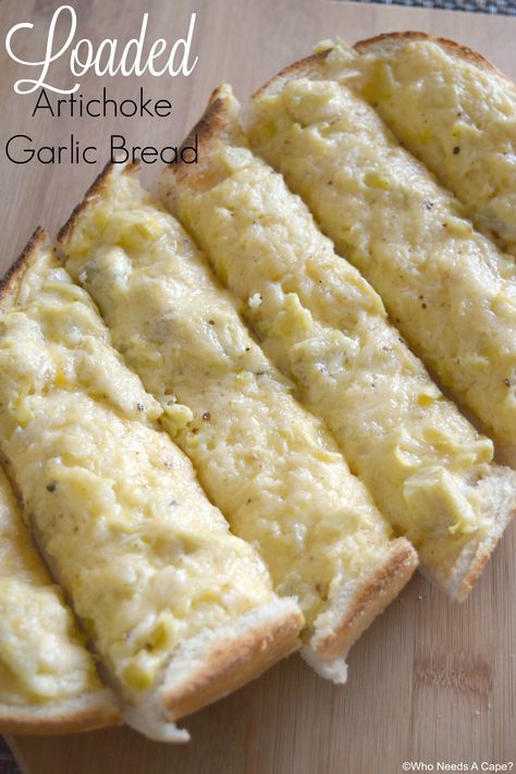 Loaded Artichoke Garlic Bread Garlic Bread With French Bread, Artichoke Garlic Bread, Garlic Artichoke, Stuffed Garlic Bread, Artichoke Bread, Artichoke Stuffed, Garlic Bread Recipe, Best Party Food, Bread Appetizers