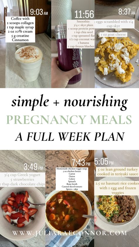 A FULL WEEK OF PREGNANCY MEALS Intermittent Fasting While Pregnant, Healthy Meals For First Trimester, Best Meals While Pregnant, Second Trimester Snacks, Easy Dinner Recipes Pregnant, Healthy Pregnant Meals, Best Recipes For Pregnant Women, Pregnant Eating Plan, Best First Trimester Foods