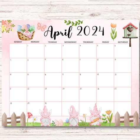 April Calander 2023 Design, Cute April Calendar 2024, April 2024 Calendar, April Calendar 2024, April Calendar Ideas, Calendar April, Fillable Calendar, Halloween Calendar, April Calendar