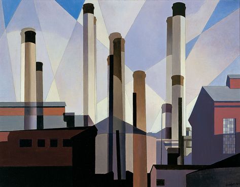 Charles Sheeler - STACKS IN CELEBRATION - Dayton Art Institute Charles Sheeler, Charles Demuth, Richard Diebenkorn, Robert Motherwell, American Painting, Jackson Pollock, Feminist Art, Industrial Art, Photorealism