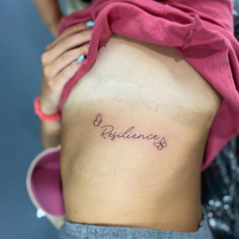 Resilience Tattoo With Flower, Tattoo Ideas Resilience, Resilience Quotes Tattoo, Resilience Tattoo Fonts, Resilient Tattoos For Women, Resilience Tattoo Ideas Symbols, Resilience Tattoo Ideas, Relentless Tattoo, Resilient Tattoo