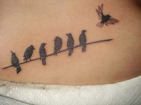 I like this one... the wire to hide a scar... a birdy for each kiddo! Feather Tattoo Wrist, Wire Tattoo, Little Bird Tattoos, Bird Tattoo Wrist, Bird On A Wire, Flying Bird Tattoo, Scar Tattoo, Painting Tattoo, Thigh Tattoos Women