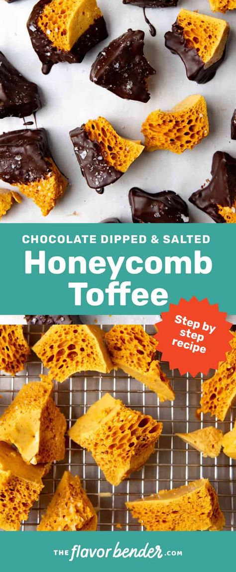 Essen, Honeycomb Toffee, Sponge Toffee, Honeycomb Recipe, Honeycomb Chocolate, Honeycomb Candy, Salted Toffee, Easy Candy Recipes, Toffee Recipe