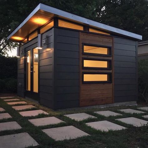 10x12 Modern Kwik Room, She Shed by Kanga Room Systems. Denton, TX 2016 Modern Shed Design Ideas, She Shed Modern, Modern Lean To Shed, Unique Shed Ideas, Modern Shed Ideas, Budget Floor Plans, Modern Storage Shed, Modern Garden Shed, Barnodium Homes