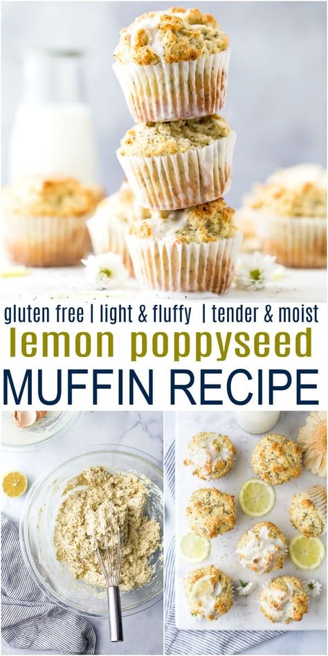 Easy Gluten Free Lemon Poppyseed Muffins are the perfect brunch treat! Each bite of these Lemon Poppyseed Muffins is fluffy, moist and filled with fresh citrus taste. Drizzle with a lemon glaze for the ultimate bite! #breakfast #muffinrecipes #healthy Poppyseed Muffin Recipe, Gluten Free Lemon Poppyseed, Poppyseed Muffin, Lemon Poppy Seed Muffins Recipe, Poppyseed Muffins, Lemon Poppy Seed Muffins, Muffins Breakfast, Lemon Poppyseed Bread, Gluten Free Bagels