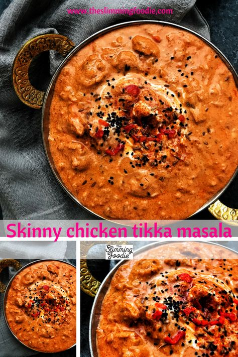 Low fat, healthy chicken tikka masala. Delicious and Slimming World friendly. Low Calorie Chicken Curry Recipes, Low Calorie Chicken Tikka Masala, Low Calorie Tikka Masala, Healthy Tikka Masala Recipe, Low Calorie Curry Recipes, Low Calorie Chicken Curry, Low Calorie Curry, Low Calorie Indian Food, Healthy Chicken Tikka Masala