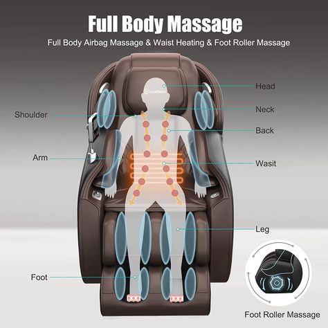 Real Relax Massage Chair, Full Body Zero Gravity SL-Track Shiatsu Massage Recliner Chair with Heat Body Scan Bluetooth Foot Roller, Favor-06 Brown Best Recliner Chair, Relax Massage, Body Scan, Zero Gravity Recliner, Massage Chairs, Shiatsu Massage, Body Scanning, Full Body Massage, Heat Therapy