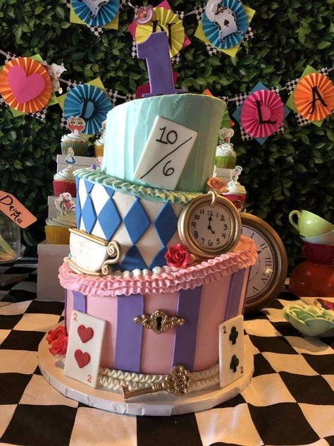 Birthday Theme Alice In Wonderland, Alice And The Wonderland Cake, Alive In Wonderland Party Ideas, Alice In Wonderland Birthday Party Cake, Allison In Wonderland Party, Alice In Wonderland Tea Party Birthday Cake, Alice In Wonderland 1st Birthday Party Ideas, Alice And Wonderland Bakery Party, Alice In Wonderland 21st Birthday Ideas