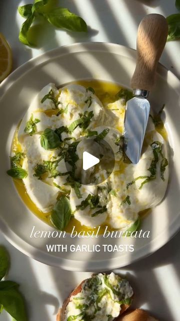 Mediterranean Diet Recipes on Instagram: "Your weekend is begging to finish off with this lemon basil infused burrata with crunchy garlic toast. 🍋🌱  Lemon Basil Burrata w Garlic Toasts:  Ingredients: 8 oz burrata cheese 3 tablespoons olive oil divided 1 tablespoon fresh basil sliced 1 lemon, zested and squeezed 1 baguette,sliced 1 clove garlic, halved  Detailed recipe on the blog! Fettysfoodblog.com 💛  By: @fettysfoodblog -------------------- Let me know if you try it!! 🥰 👉 Follow my page for daily ✔ Easy salad recipes -------------------- #mediterranean#mediterraneo#mediterraneanfood#healthy#healthyfood#healthylifestyle#healthyeating#healthyliving#healthyrecipes#healthylife#healthybreakfast#glutenfree#greekfood#healthyfood#delicious#healthyeating#diet#eatclean#recipe#recipes" Garlic Toasts, Crunchy Garlic, Recipes Mediterranean, Mediterranean Foods, Garlic Toast, Burrata Salad, Burrata Cheese, Easy Salad, Lemon Basil