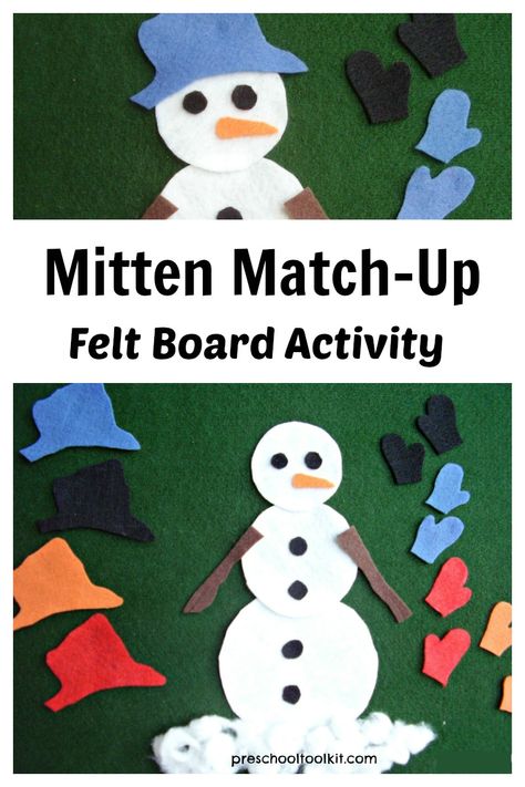 Felt Cutouts Templates, Felt Board Ideas For Toddlers, Christmas Felt Board Stories, The Mitten Toddler Activities, Felt Activities For Toddlers, Toddler Mitten Activities, Snowman Felt Board, Felt Matching Game, Felt Board Ideas