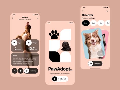 Personal Project Ideas, Pet Hotel, Dog Food Brands, Pet Logo Design, App Design Inspiration, App Ui Design, American Pitbull Terrier, Mobile App Design, Logo Images