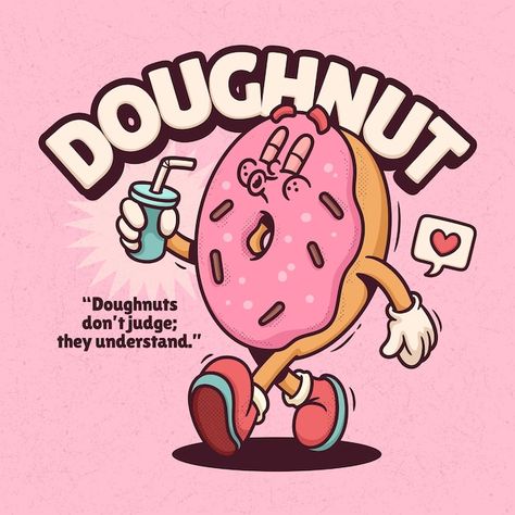 Free vector doughnut trendy retro cartoo... | Free Vector #Freepik #freevector #cartoon-art #vintage-character #mascot-character #funny-character Donuts Donuts, Donut Box, Proposal Design, Retro Cartoon, Mini Donuts, Retro Cartoons, Vector Hand, Vector Photo, Animal Pictures