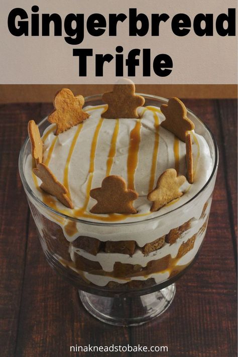 This gingerbread trifle is layered with moist gingerbread cake, homemade caramel sauce, and whipped gingerbread cream cheese filling. Perfect for a crowd during the holiday season! Gingerbread Cream Cheese, Moist Gingerbread Cake, Punch Bowl Cake Recipe, Moist Gingerbread, Christmas Trifle Recipes, Gingerbread Trifle, Trifle Bowl Recipes, Punch Bowl Cake, Whipped Cream Desserts