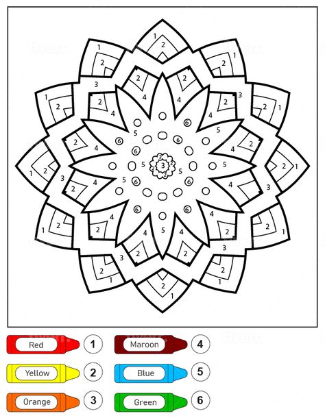 Mandala For Kids, Kids Color By Number, Mandalas Coloring Pages, Printable Mandala, Color By Number Printable, Math Challenge, Color By Number, Halloween News, Note Book