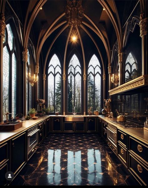 Dark House Aesthetic, Casa Dos Hobbits, Gothic Victorian House, Magic Kitchen, تصميم داخلي فاخر, Gothic Chic, Building Aesthetic, Fantasy Rooms, Dark House