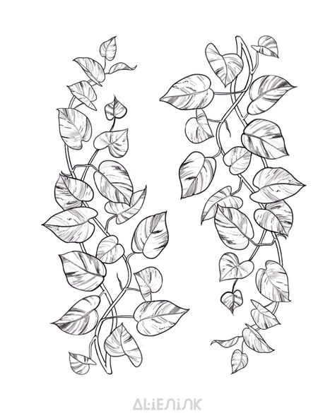 Vines Half Sleeve Tattoo, Vine Like Tattoos, Plant In Jar Drawing, Vine Tattoo Linework, Fine Line Vine Tattoo Sleeve, Pothos Sleeve Tattoo, Lizard Flower Tattoo, Spine Plant Tattoo, Leafy Plant Tattoo