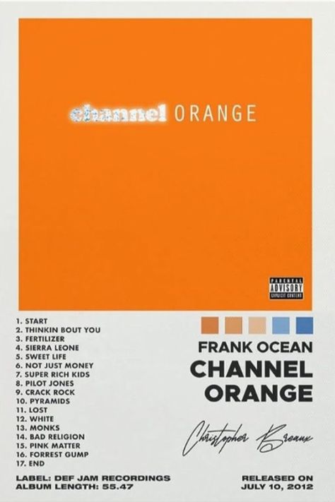 Music Frank Ocean poster of his album Channel Orange released in 2012 featuring hits such as 'Thinkin' bout you' and 'Lost' Frank Ocean Student Council Poster, Chanel Orange Album Cover, Album Posters Frank Ocean, Frank Ocean Lost Poster, Chanel Orange Frank Ocean Poster, Frank Ocean Poster Channel Orange, Channel Orange Aesthetic, Aesthetic 90s Poster, Channel Orange Wallpaper