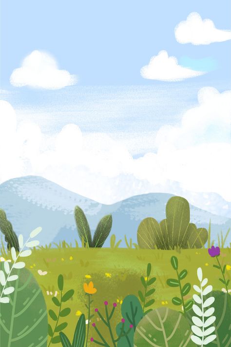 Summer blue sky, white clouds, grass, flowers and distant mountains, advertising background#pikbest#backgrounds Cloud Painting Acrylic, Canvas Art Painting Acrylic, Grass Flowers, Advertising Background, Distant Mountains, Art With Meaning, Grass Background, Art Zine, Art Projects For Adults