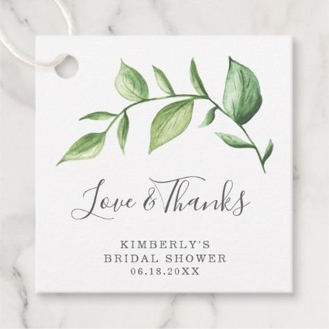 Love and Thanks Rustic Greenery Bridal Shower for $14.30 - Bridal Favors Animal Baby Shower Favors, Rustic Greenery Wedding, Watch Me Grow, Foliage Wedding, Summer Baby Shower, Watercolor Greenery, Rustic Baby, Rustic Baby Shower, Baby Shower Favor