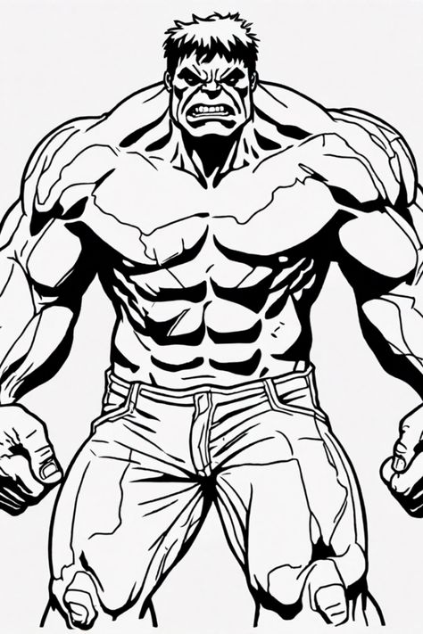 Get ready to add some color to your day with this epic Hulk coloring page! Bursting with character, this page features the Incredible Hulk looking powerful and ready for action. This printable coloring sheet is perfect for kids and adults alike who enjoy Marvel-themed activities. Watch as the Hulk comes to life in vibrant hues as you color his famous green skin and muscular form Hulk Drawing, Hulk Coloring Pages, Hulk Artwork, Avengers Coloring Pages, Medusa Tattoo Design, Superhero Coloring Pages, Avengers Coloring, Batman Armor, Superhero Stories