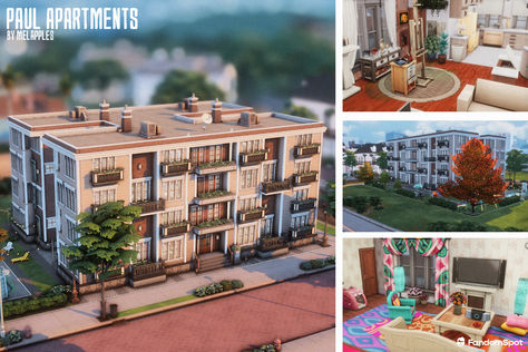 Sims 4 Willow Creek Park, Sims 4 Cc Lots Apartment, Sims 4 Apartments, Sims 4 Apartment Building, Sims Lips, Sims Apartment, Apartment Business, Sims 4 Apartment, Ts4 Lots