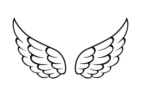 Angel Wings Line Art, Wings Aesthetic Angel, Wings Svg Free, Angel Wings Template, Wings Line Art, Angel Wings Cartoon, Angel Wing Outline, Wing Clipart, Wings Template