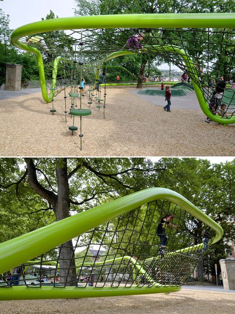 Sculptural Playground by ANNABAU, Wiesbaden, Germany. Sculptural Playground, Abstract Playground, Kids Outdoor Playground, Modern Playground, Playgrounds Architecture, Cool Playgrounds, Wiesbaden Germany, Urban Playground, Creative Playground